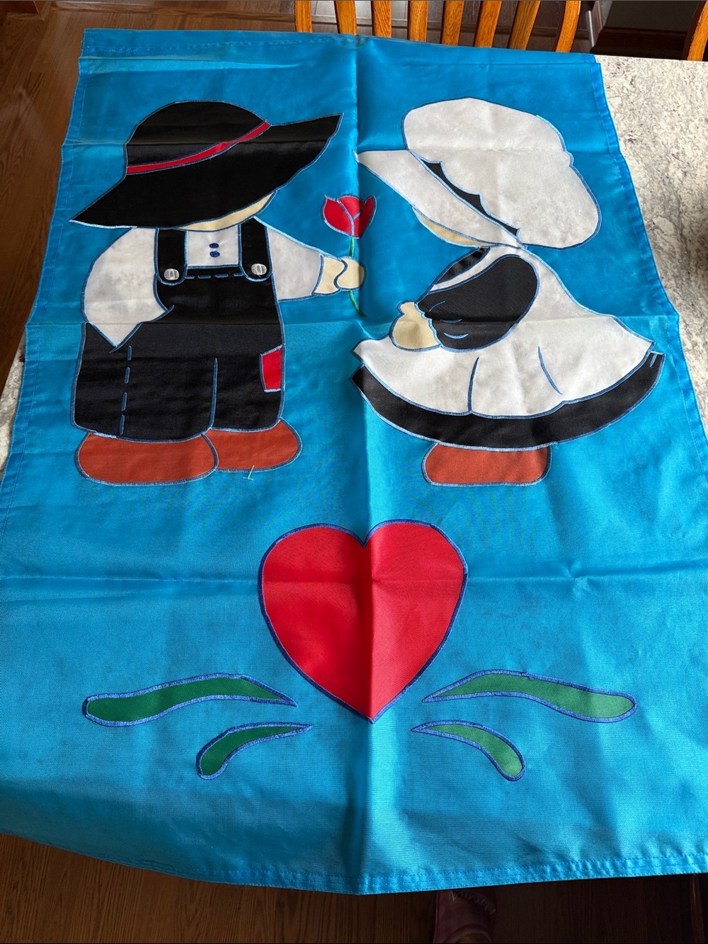 Vintage Appliquéd Country Kids House Flag